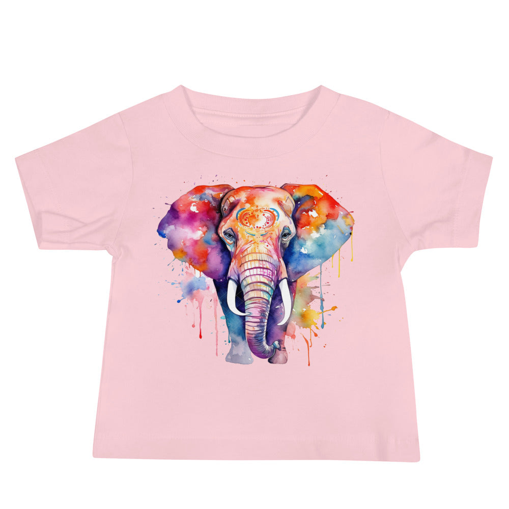 Watercolor Elephant Quality Cotton Bella Canvas Baby T-Shirt