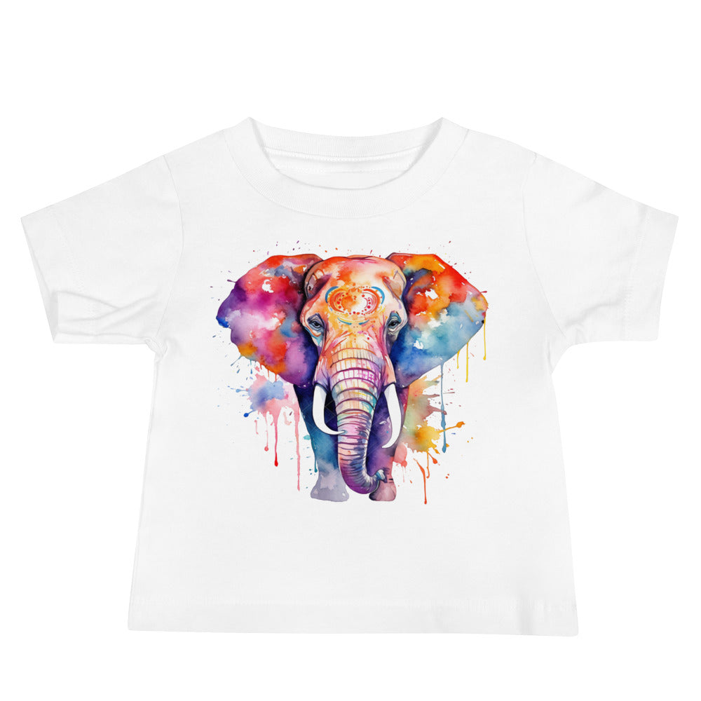 Watercolor Elephant Quality Cotton Bella Canvas Baby T-Shirt