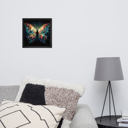 Floral Emerging Butterfly Wooden Framed Quality Print