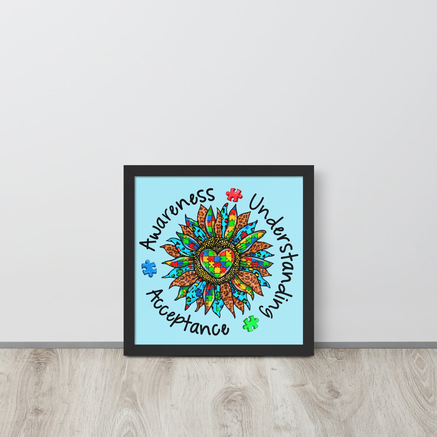 Autism Acceptance Together Wooden Framed Quality Print