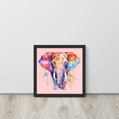 Watercolor Elephant Wooden Framed Quality Print