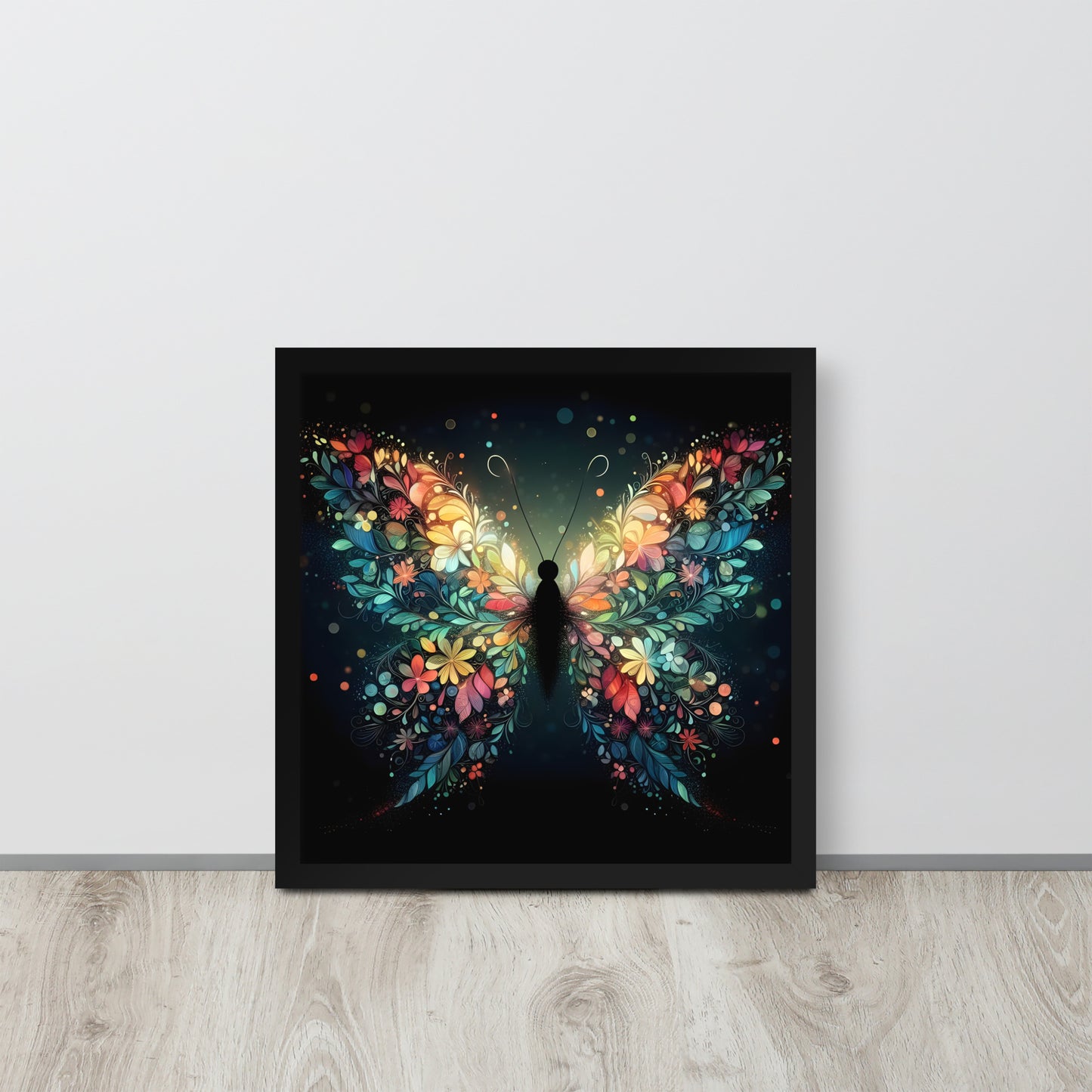 Floral Emerging Butterfly Wooden Framed Quality Print