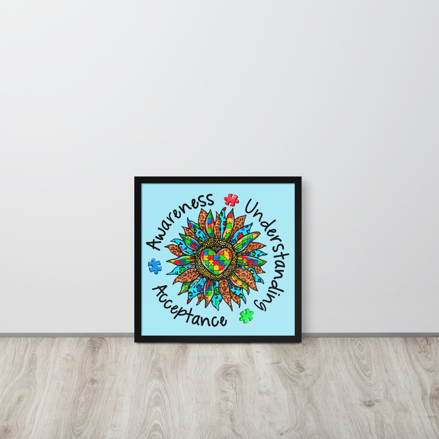 Autism Acceptance Together Wooden Framed Quality Print