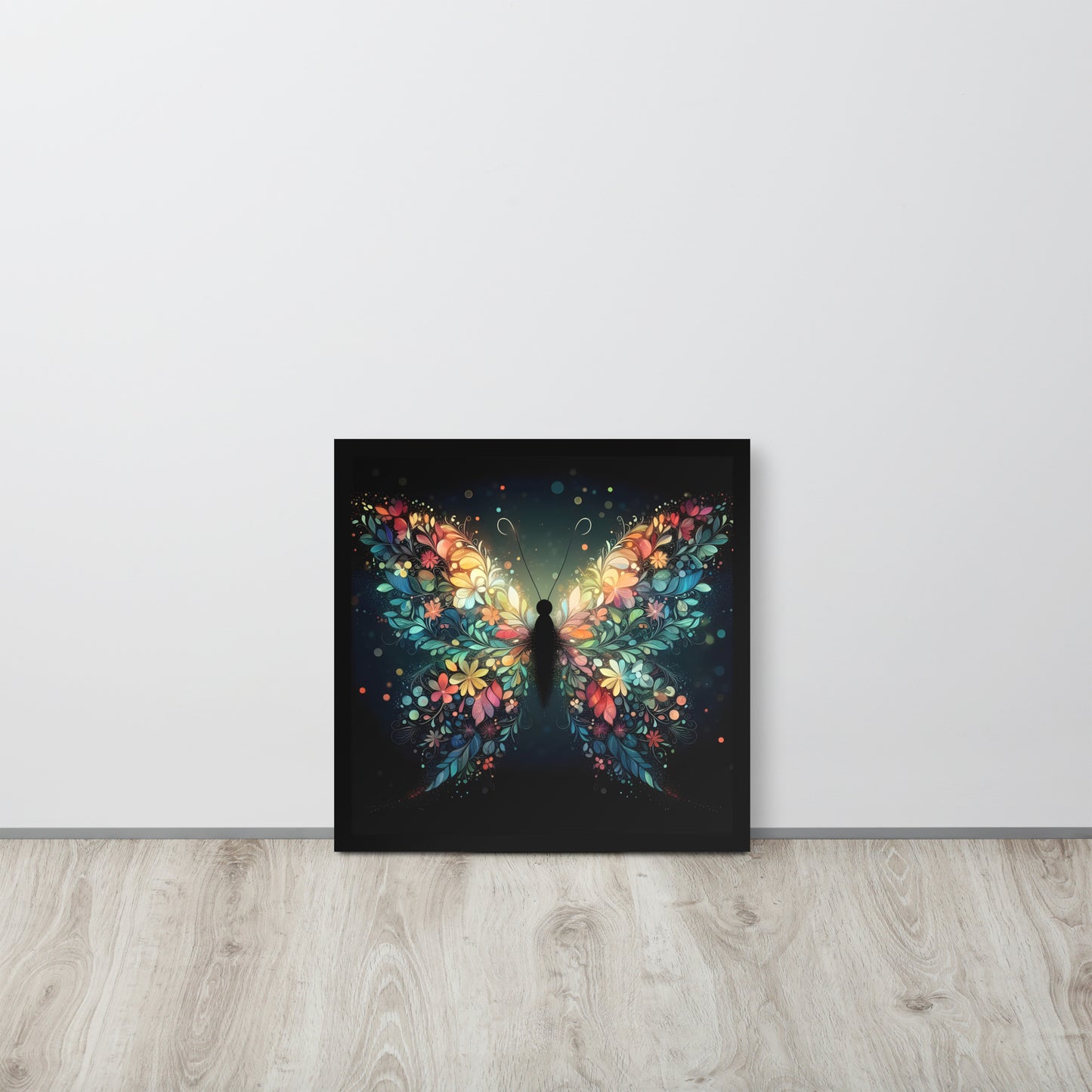 Floral Emerging Butterfly Wooden Framed Quality Print