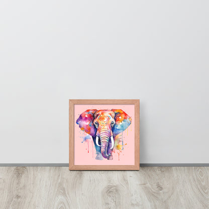 Watercolor Elephant Wooden Framed Quality Print