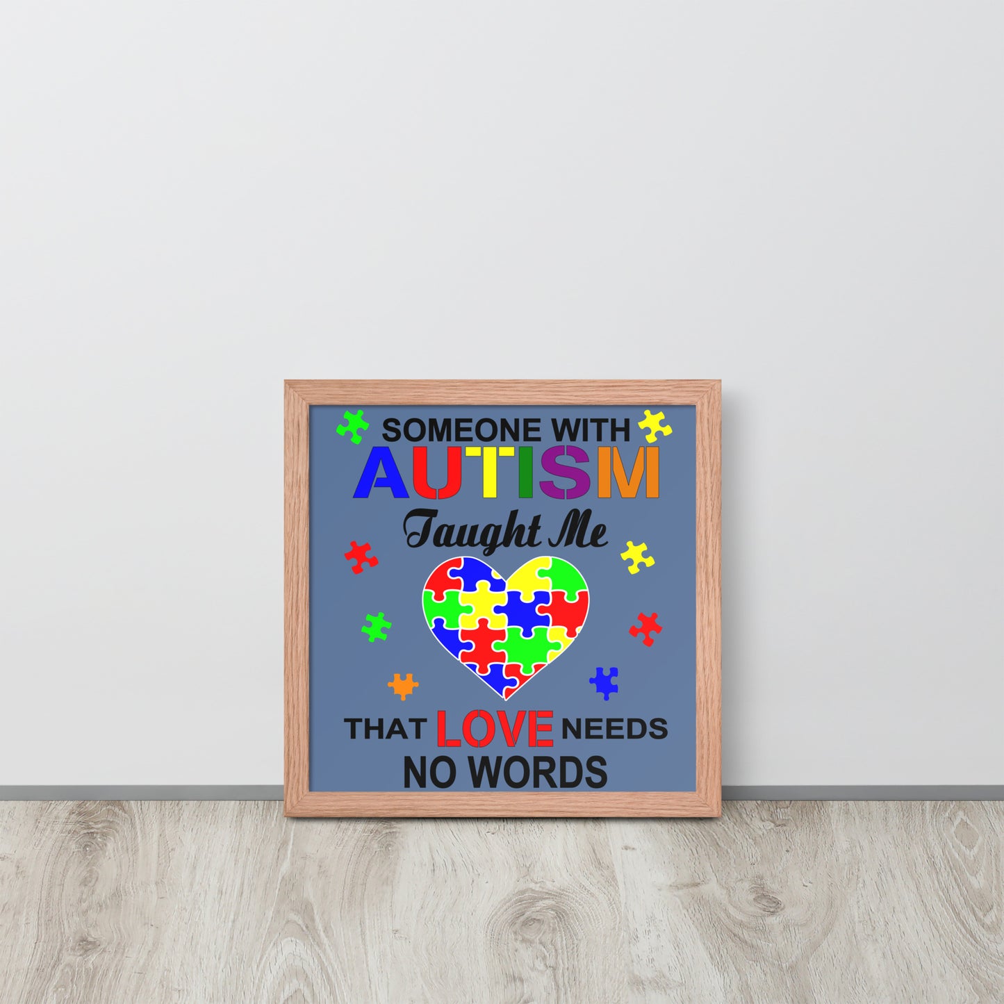 Autism Acceptance Together Wooden Framed Quality Print