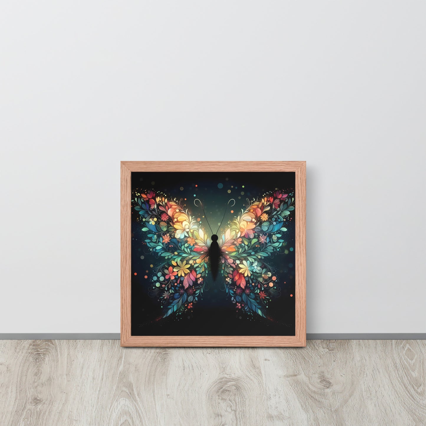 Floral Emerging Butterfly Wooden Framed Quality Print