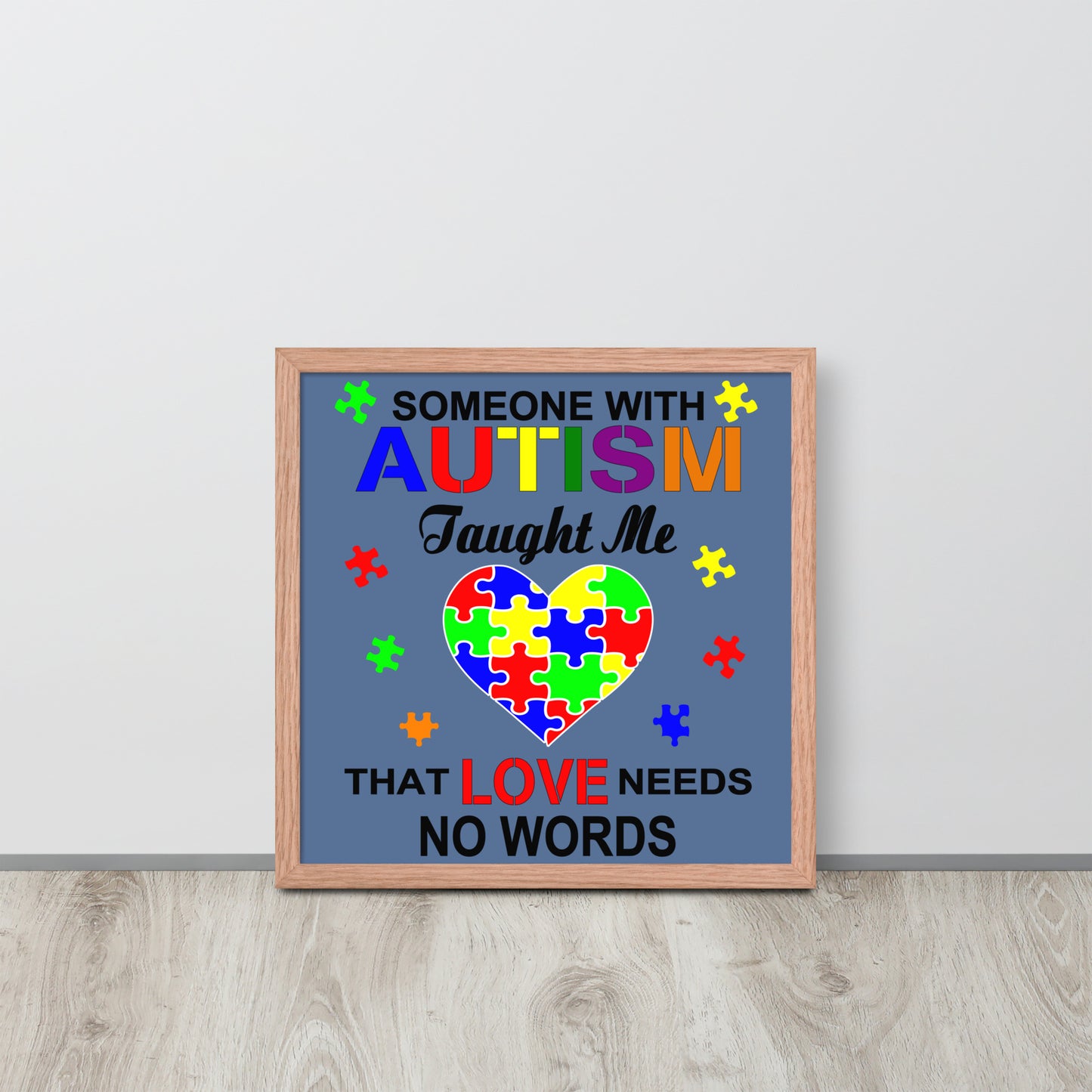 Autism Acceptance Together Wooden Framed Quality Print