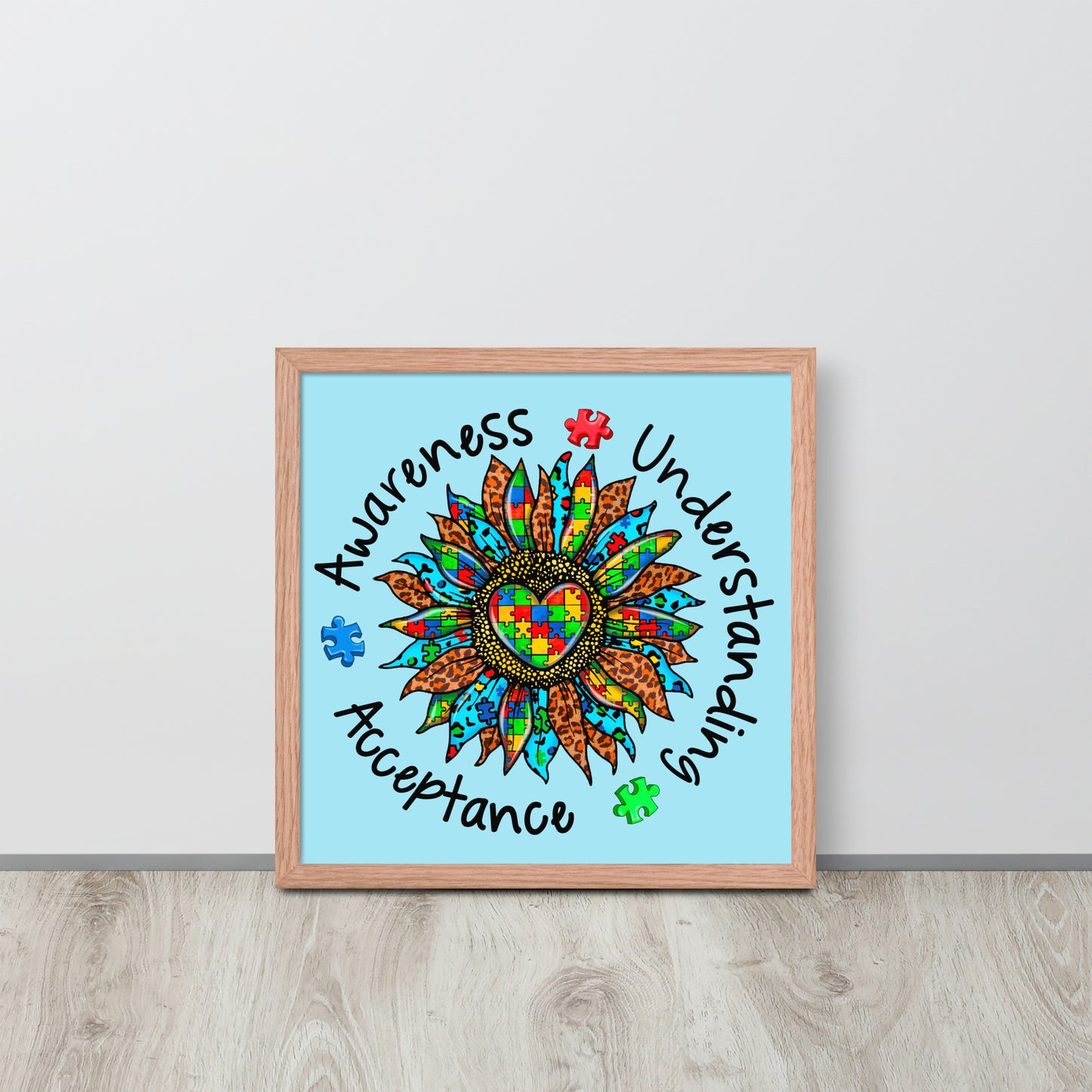 Autism Acceptance Together Wooden Framed Quality Print