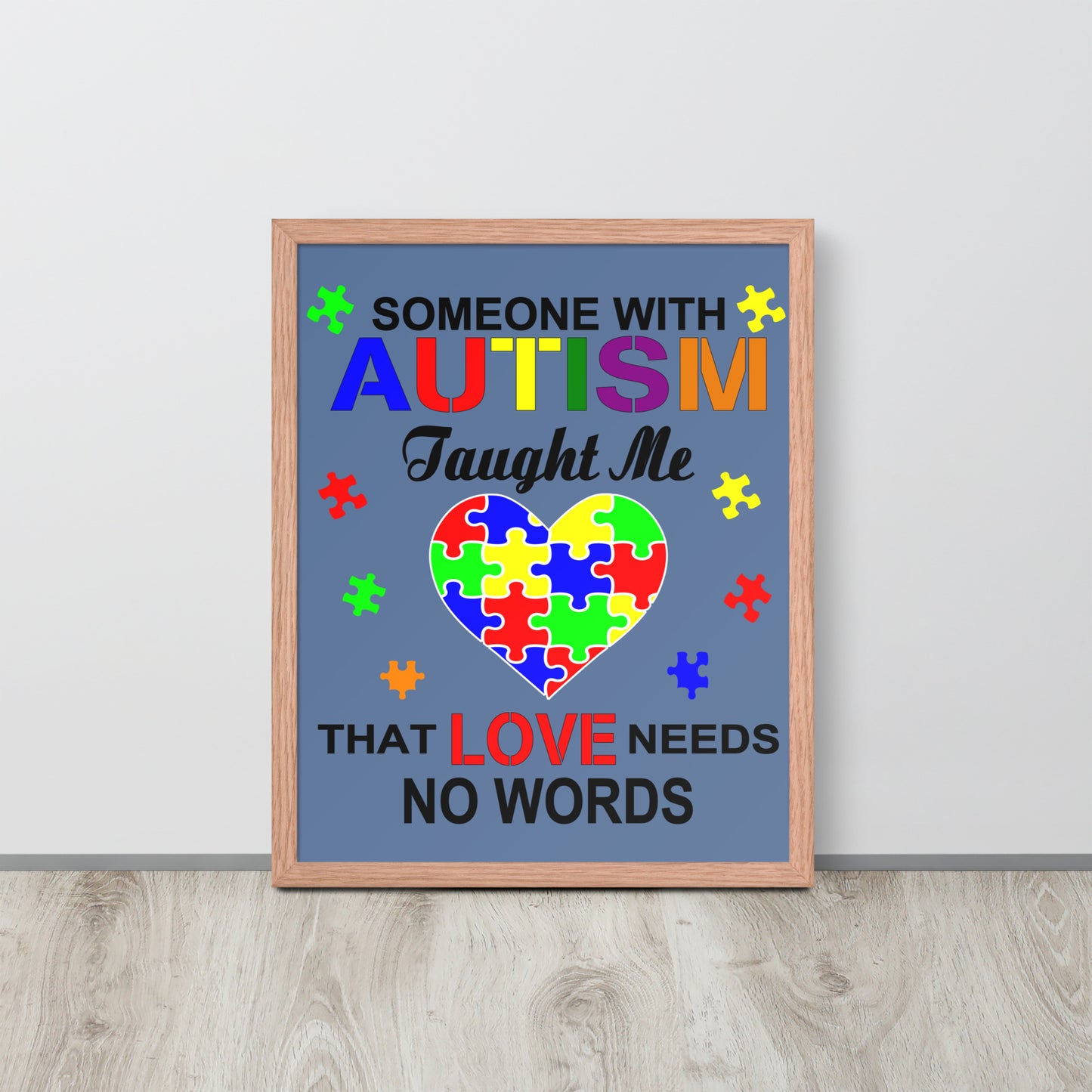 Autism Acceptance Together Wooden Framed Quality Print