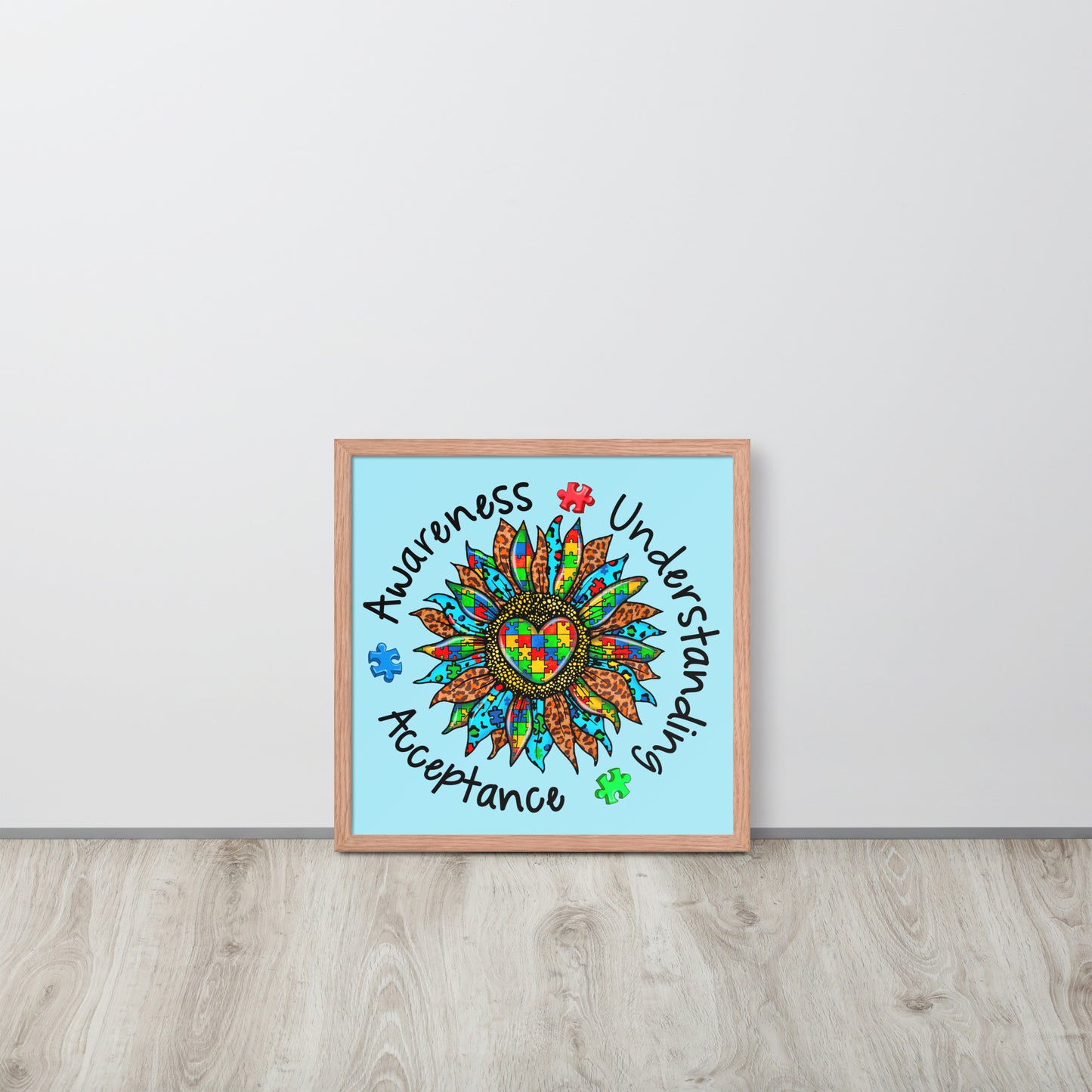 Autism Acceptance Together Wooden Framed Quality Print