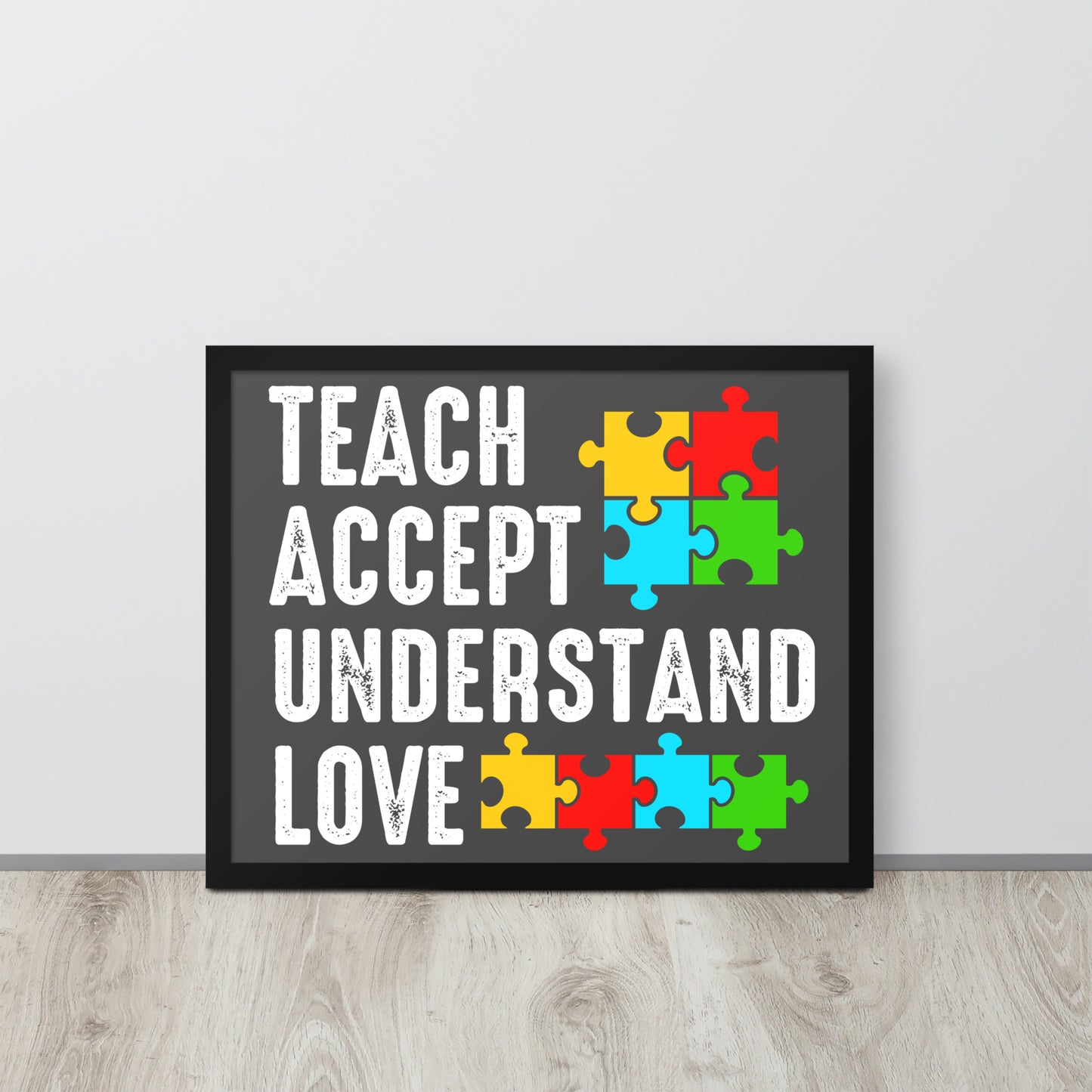 Autism Acceptance Together Wooden Framed Quality Print