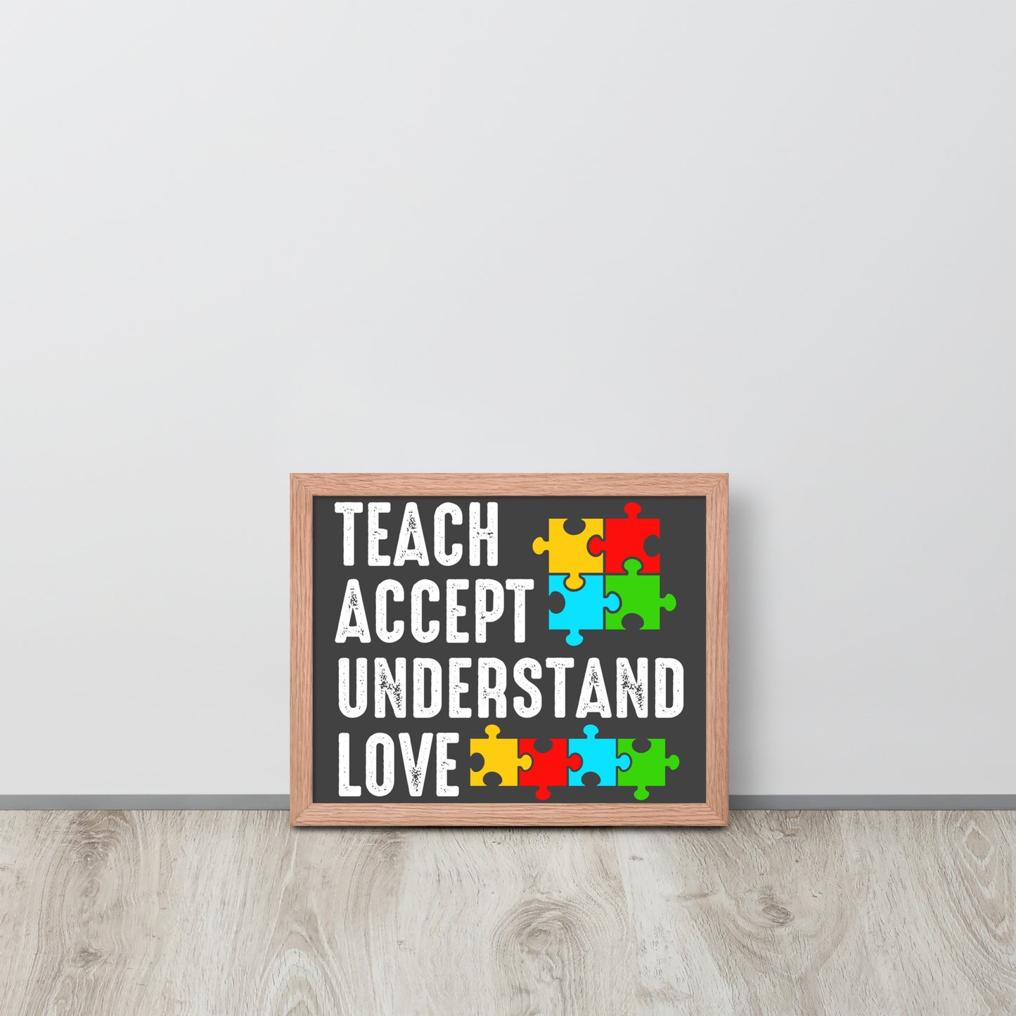 Autism Acceptance Together Wooden Framed Quality Print