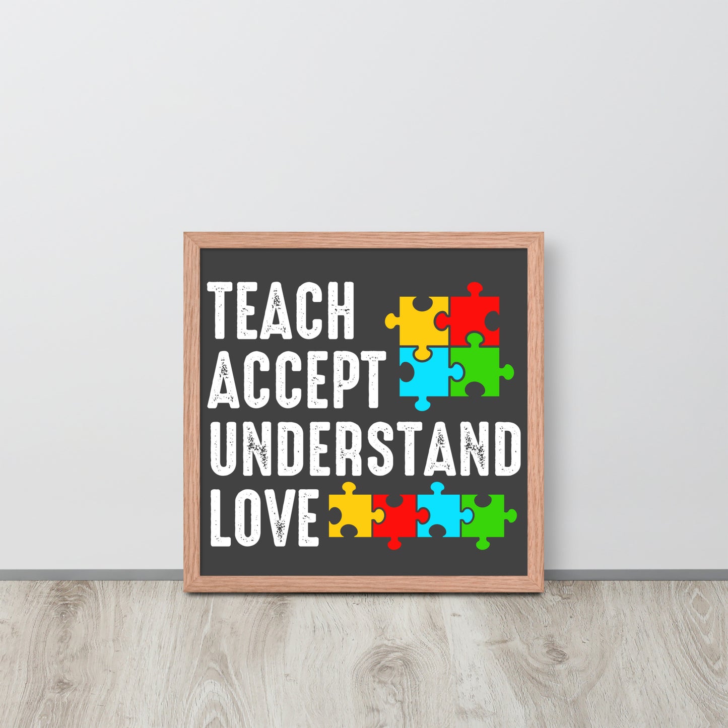 Autism Acceptance Together Wooden Framed Quality Print