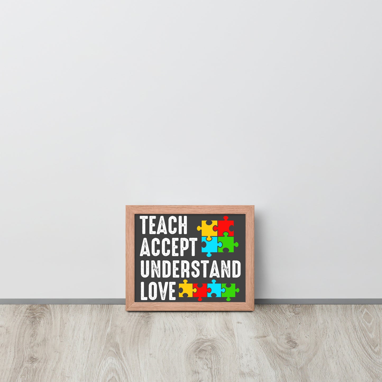 Autism Acceptance Together Wooden Framed Quality Print