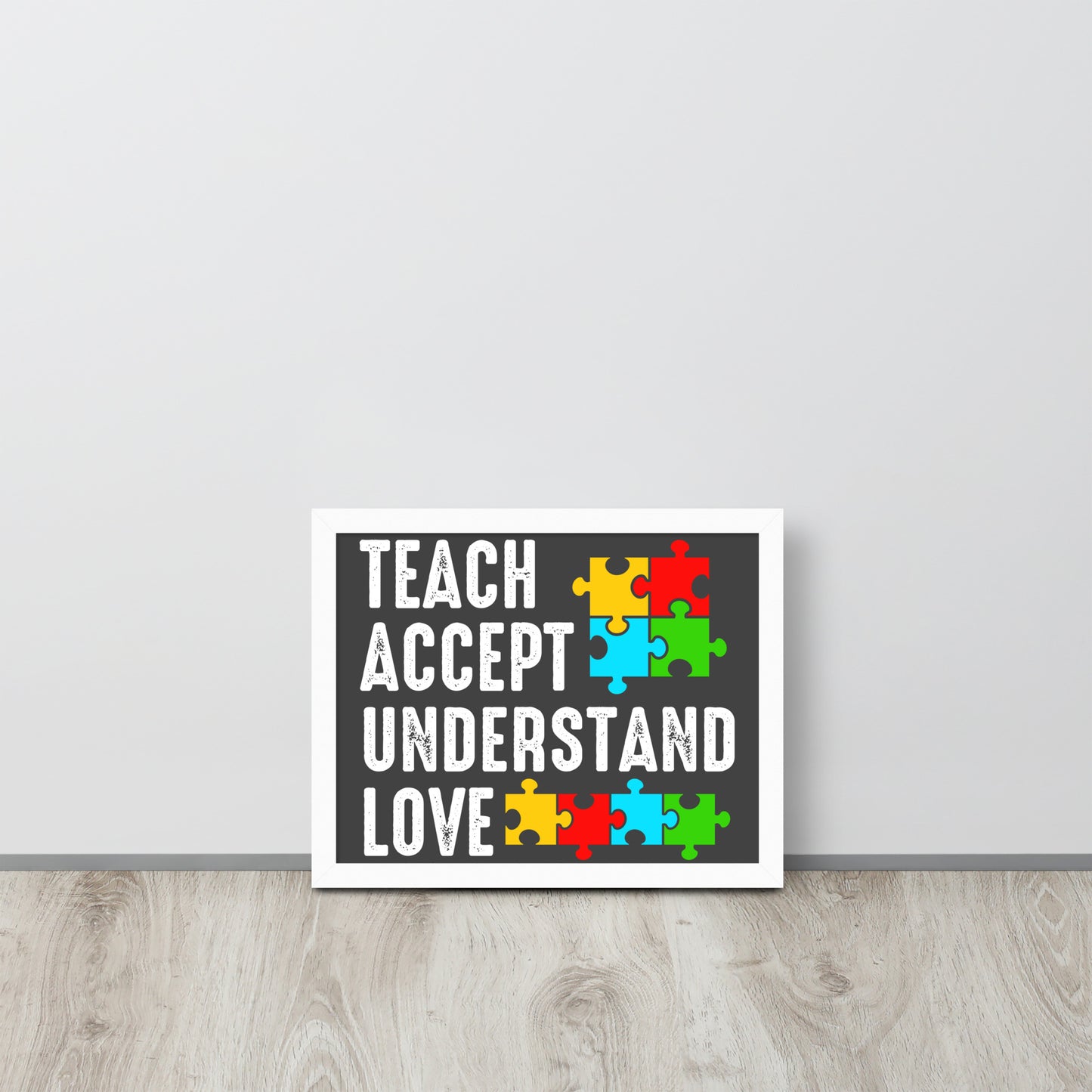 Autism Acceptance Together Wooden Framed Quality Print