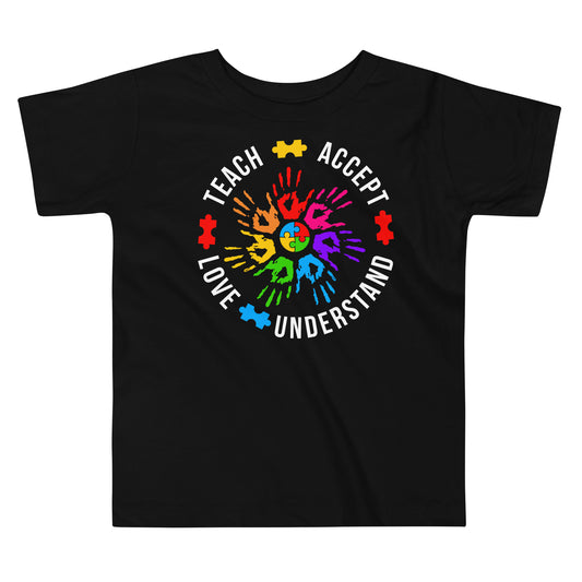 Teach Accept Understand Love Autism Bella Canvas Toddler T-Shirt