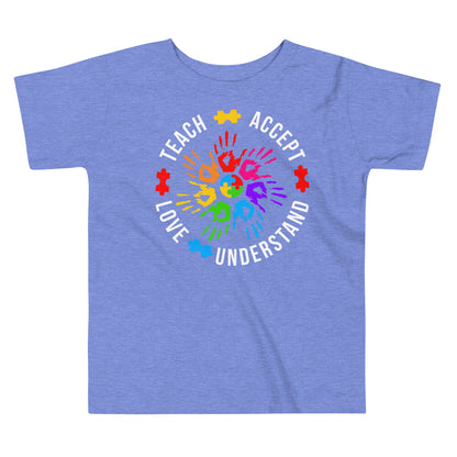 Teach Accept Understand Love Autism Bella Canvas Toddler T-Shirt