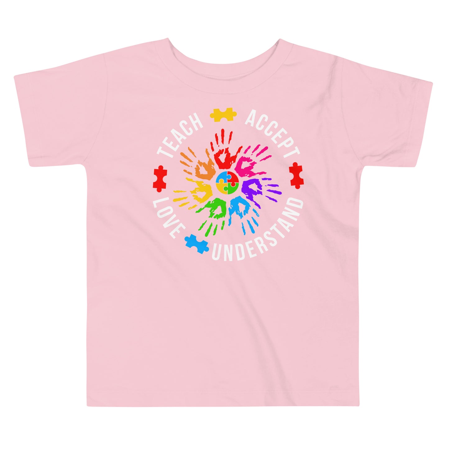 Teach Accept Understand Love Autism Bella Canvas Toddler T-Shirt