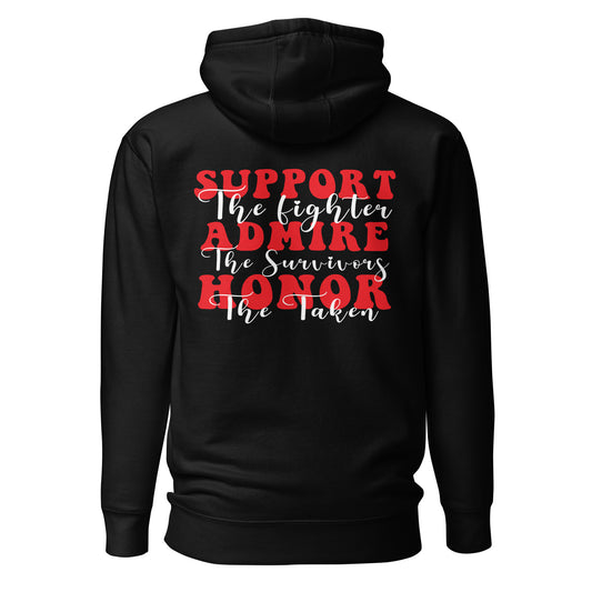 Support Admire Honor Heart Disease Awareness Quality Cotton Heritage Adult Hoodie