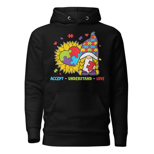 Autism Gnome Accept Understand Love Quality Cotton Heritage Adult Hoodie