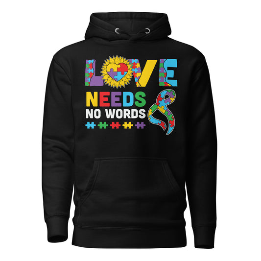 Love Need No Words Autism Acceptance Quality Cotton Heritage Adult Hoodie