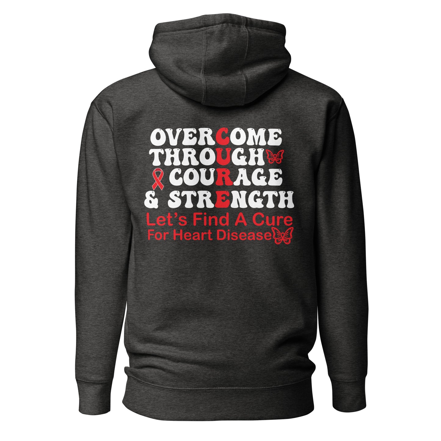 Overcome Through Courage and Strength Heart Disease Awareness Quality Cotton Heritage Adult Hoodie