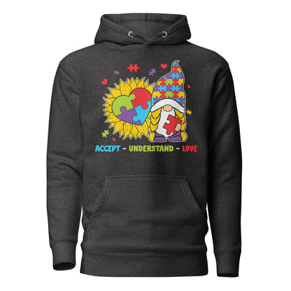 Autism Gnome Accept Understand Love Quality Cotton Heritage Adult Hoodie