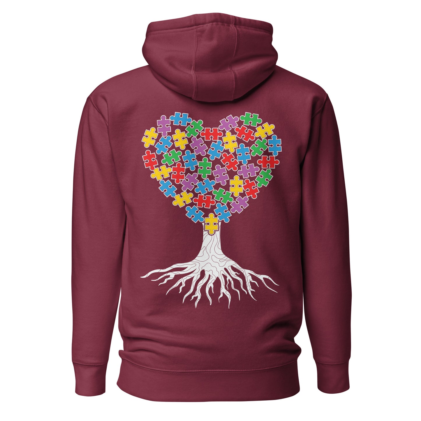 Autism Acceptance Heart Tree Quality Cotton Heritage Adult Hoodie