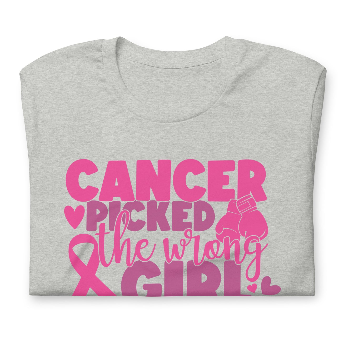 Cancer Picked the Wrong Girl Breast Cancer Awareness Bella Canvas Adult T-Shirt