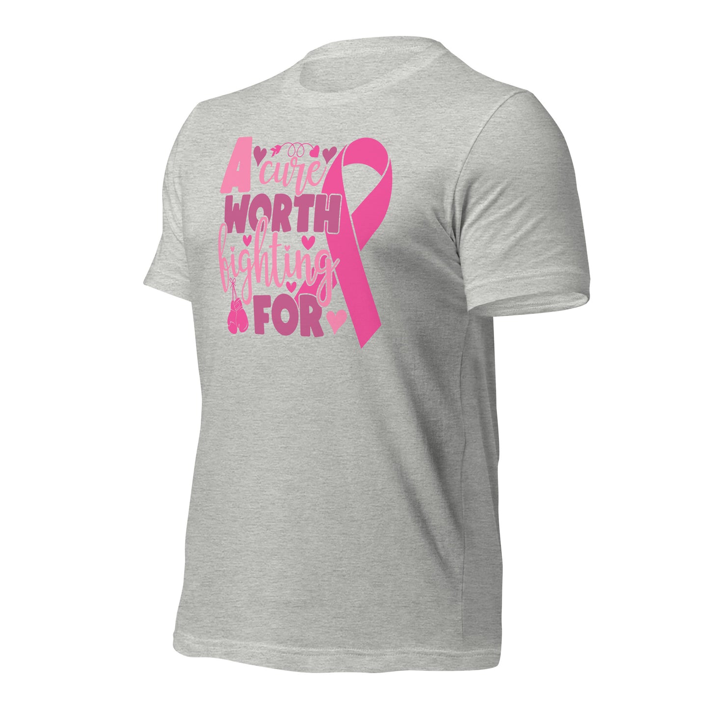 A Cure Worth Fighting For Breast Cancer Awareness Bella Canvas Adult T-Shirt