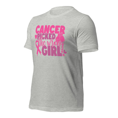 Cancer Picked the Wrong Girl Breast Cancer Awareness Bella Canvas Adult T-Shirt