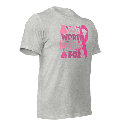 A Cure Worth Fighting For Breast Cancer Awareness Bella Canvas Adult T-Shirt