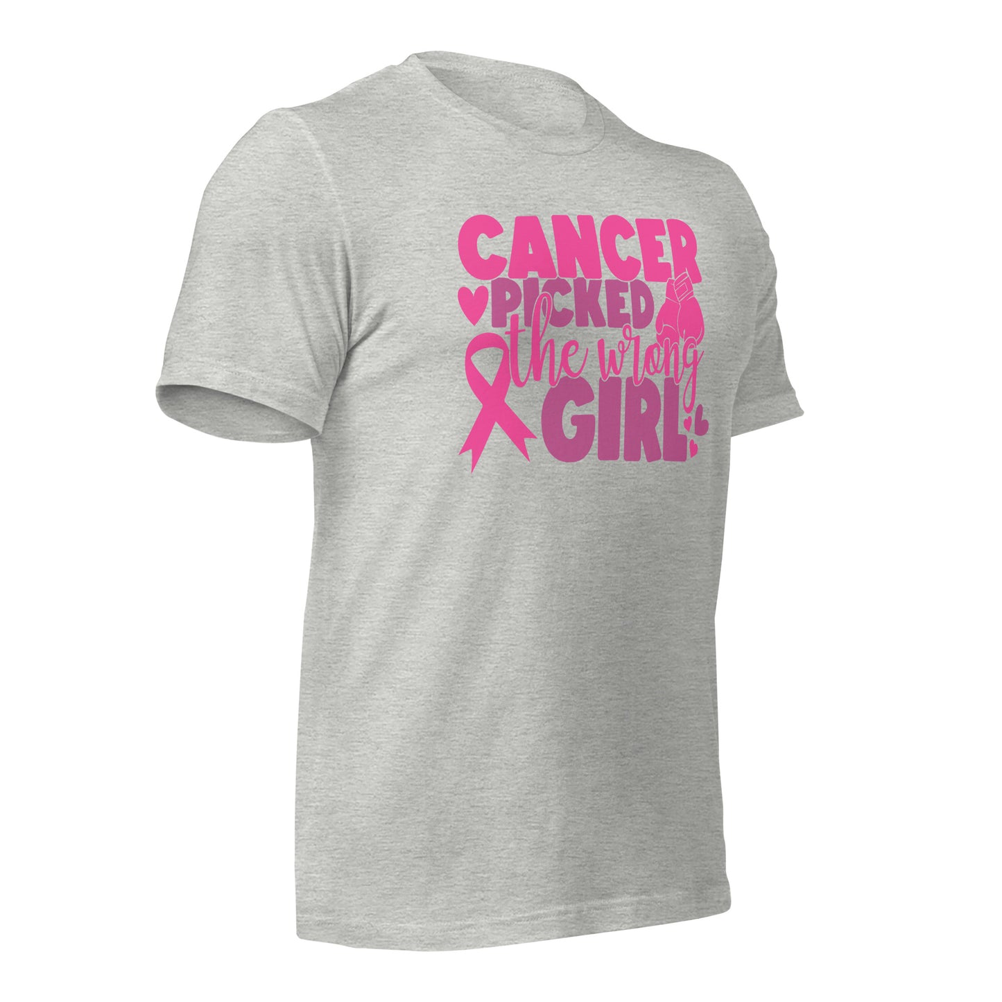 Cancer Picked the Wrong Girl Breast Cancer Awareness Bella Canvas Adult T-Shirt