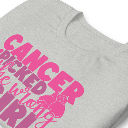 Cancer Picked the Wrong Girl Breast Cancer Awareness Bella Canvas Adult T-Shirt