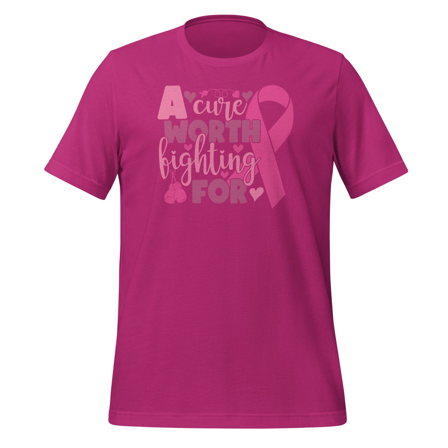 A Cure Worth Fighting For Breast Cancer Awareness Bella Canvas Adult T-Shirt