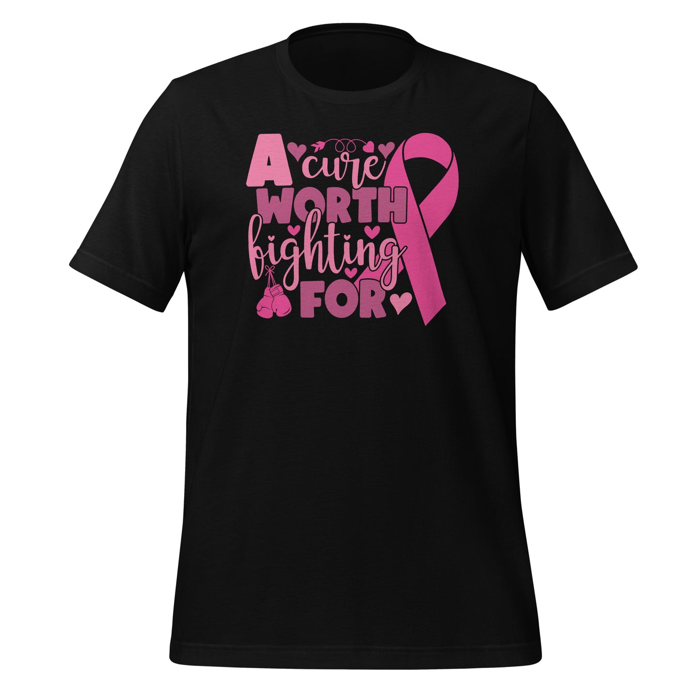 A Cure Worth Fighting For Breast Cancer Awareness Bella Canvas Adult T-Shirt