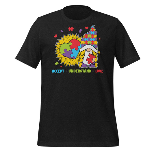 Autism Gnome Accept Understand Love Quality Cotton Bella Canvas Adult T-Shirt