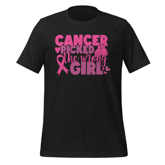 Cancer Picked the Wrong Girl Breast Cancer Awareness Bella Canvas Adult T-Shirt