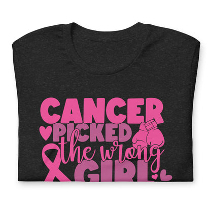 Cancer Picked the Wrong Girl Breast Cancer Awareness Bella Canvas Adult T-Shirt