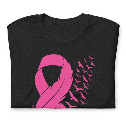 Breast Cancer Awareness Feather Ribbon Bella Canvas Adult T-Shirt