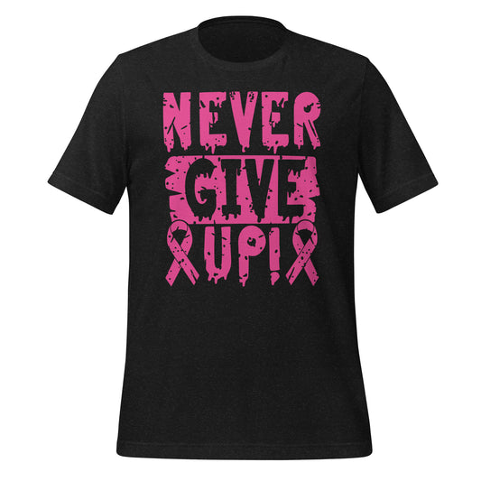 Never Give Up Breast Cancer Awareness Bella Canvas Adult T-Shirt