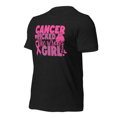 Cancer Picked the Wrong Girl Breast Cancer Awareness Bella Canvas Adult T-Shirt