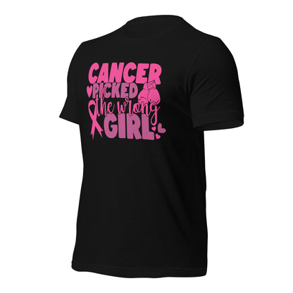 Cancer Picked the Wrong Girl Breast Cancer Awareness Bella Canvas Adult T-Shirt