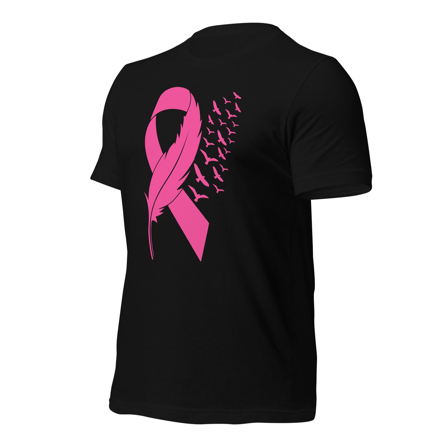 Breast Cancer Awareness Feather Ribbon Bella Canvas Adult T-Shirt