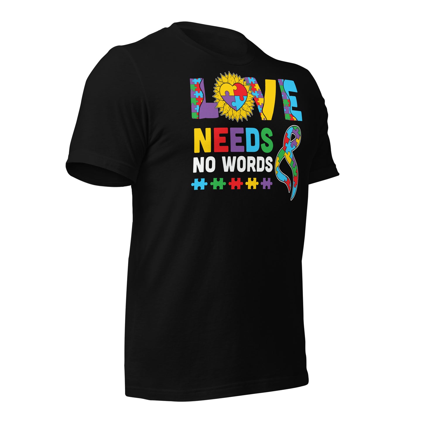 Love Need No Words Autism Acceptance Quality Cotton Bella Canvas Adult T-Shirt