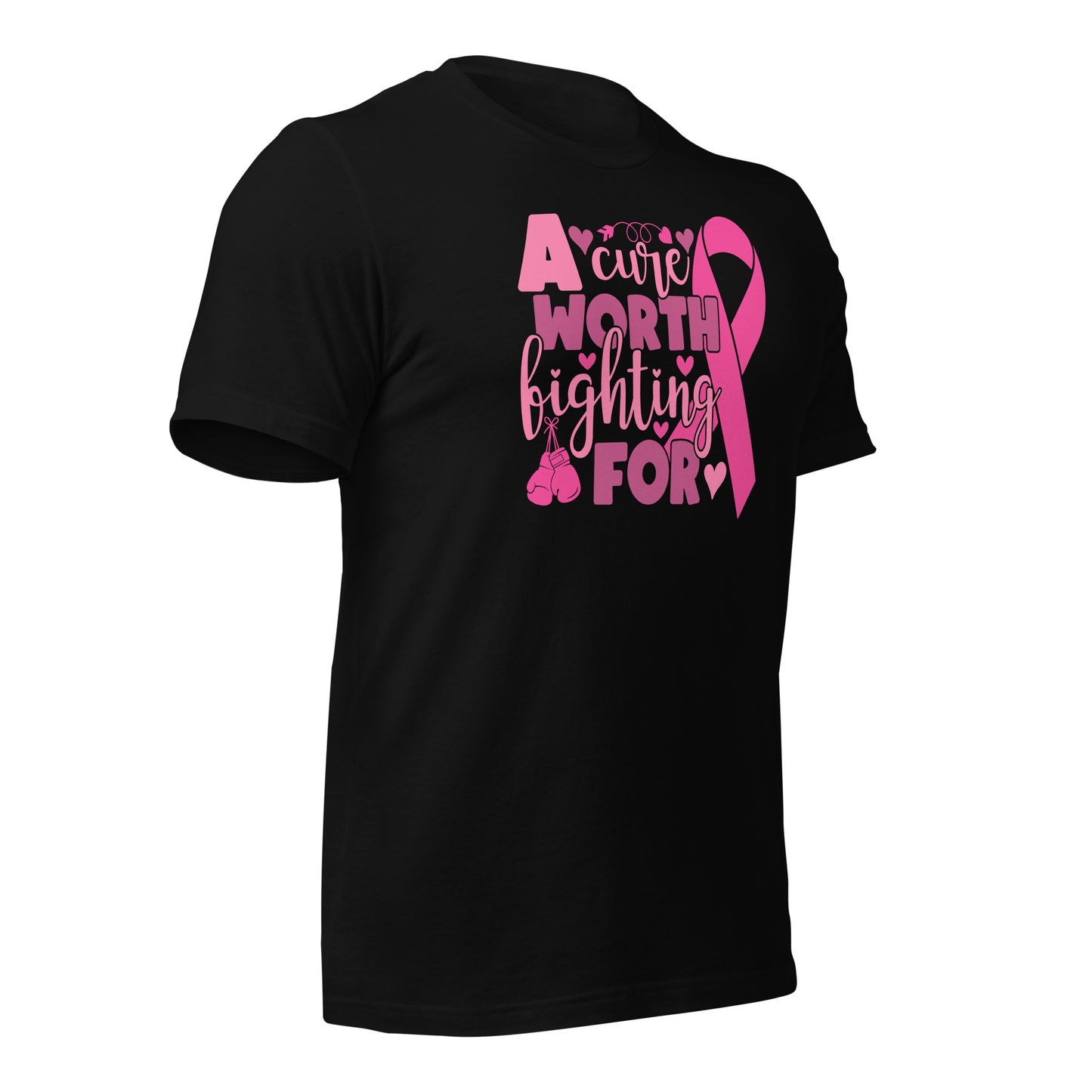 A Cure Worth Fighting For Breast Cancer Awareness Bella Canvas Adult T-Shirt