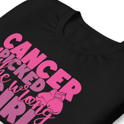 Cancer Picked the Wrong Girl Breast Cancer Awareness Bella Canvas Adult T-Shirt