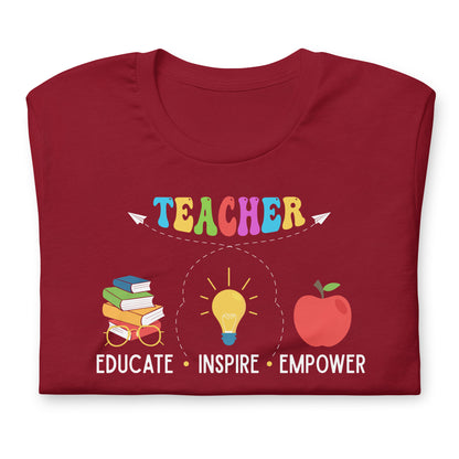 Educate, Inspire, Empower Teacher Quality Cotton Bella Canvas Adult T-Shirt