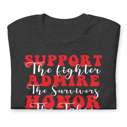 Support Admire Honor Heart Disease Awareness Quality Cotton Bella Canvas Adult T-Shirt